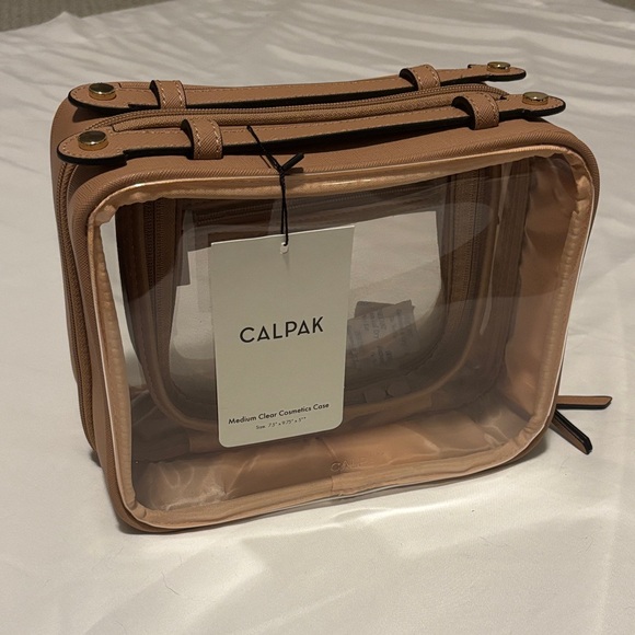 Calpak Medium Clear Cosmetics Case in Caramel - Picture 1 of 8